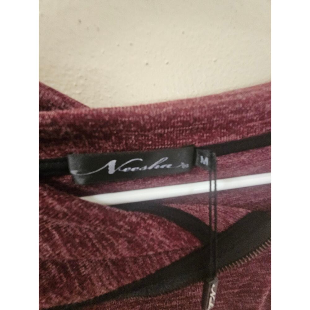 Neesha Heathered Burgundy Cowl Neck Zip  Dress Medium - Picture 3 of 6